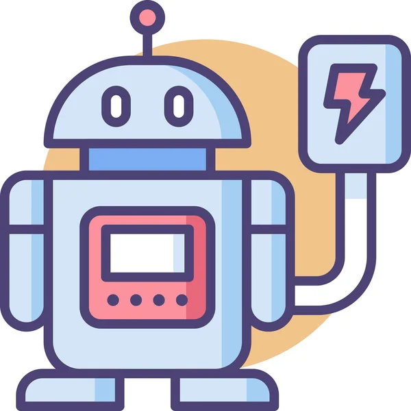 Bot Φόρτισης Εικονίδιο Ρομπότ Στυλ Γεμάτο Περίγραμμα — Διανυσματικό Αρχείο