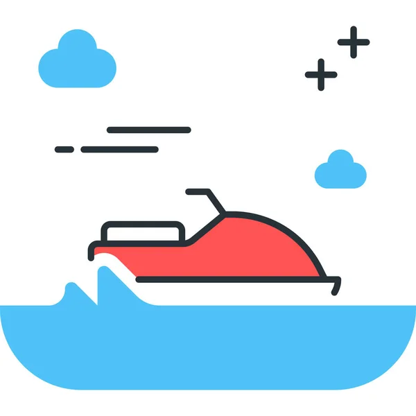 Jet Ski Jet Ski Icon Filled Outline Style — Stock Vector