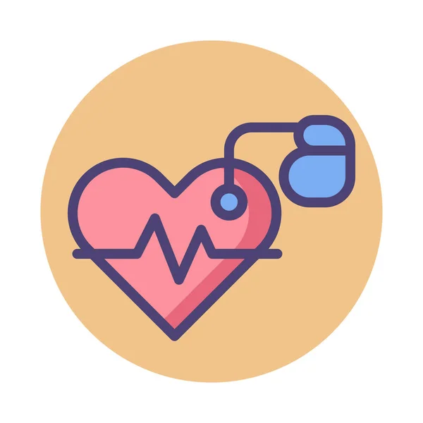 Heart Activity Heart Rate Pacemaker Icon Badge Style — Stock Vector