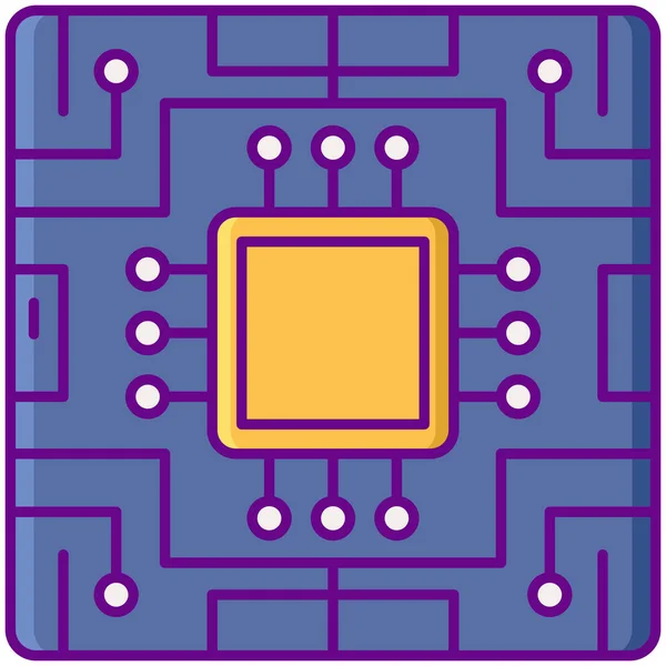 Kretsar Dator Mikrochip Ikon — Stock vektor