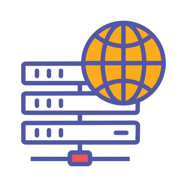 Zentralisierter Datenbank Cloud Server Globales Datenbank Icon Ausgefülltem Outline Stil — Stockvektor