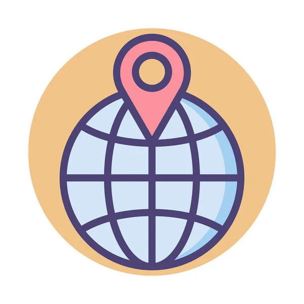 Globo Global Gps Icono Estilo Contorno Lleno — Vector de stock