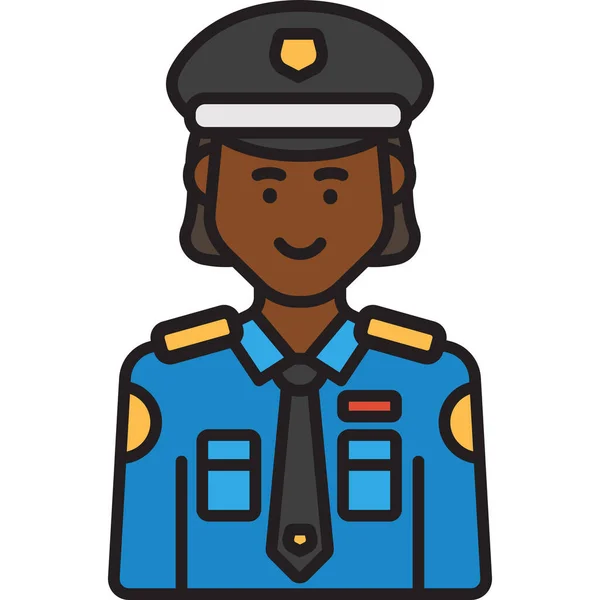 Policewoman Cop Female Icon Filled Outline Style — Stock Vector