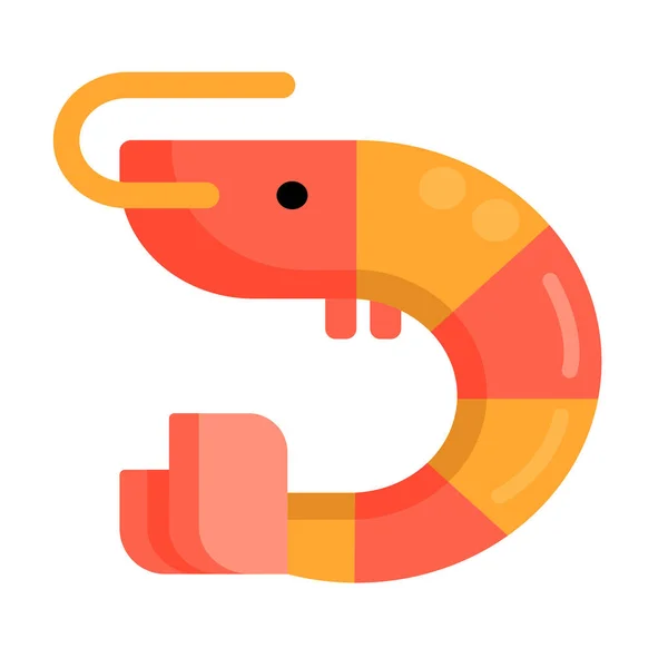 Prawn Seafood Shrimp Icon Flat Style — Stock Vector