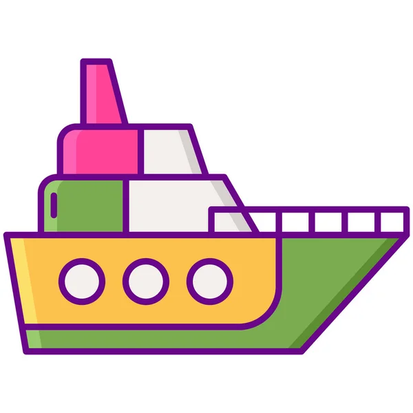フルアウトラインスタイルのボートクルーズ船のアイコン — ストックベクタ