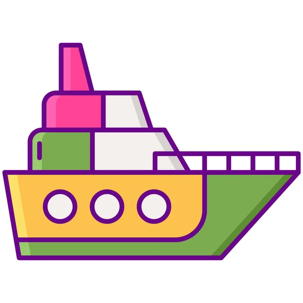 Bateau Icône Bateau Croisière Dans Style Contour Rempli — Image vectorielle