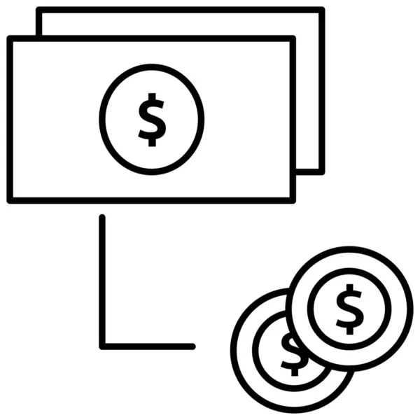 Cash Flow Conversion Flat Money Icon Outline Style — Stock Vector
