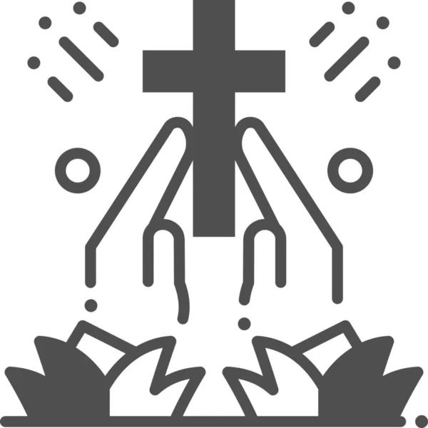 Christian Cross Icono Pascua Estilo Semi Sólido — Vector de stock