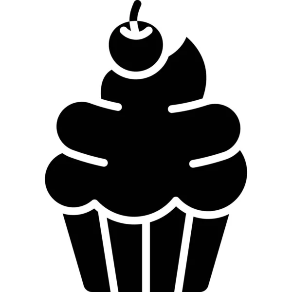 Cupcake Dessert Food Ikone Solidem Stil — Stockvektor