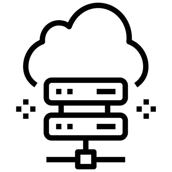 大数据云数据库云服务器图标的轮廓风格 — 图库矢量图片