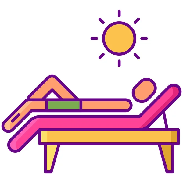 Playa Verano Sol Icono Estilo Contorno Lleno — Vector de stock