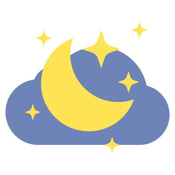 Clear Moon Night Icon Flat Style — Stock Vector