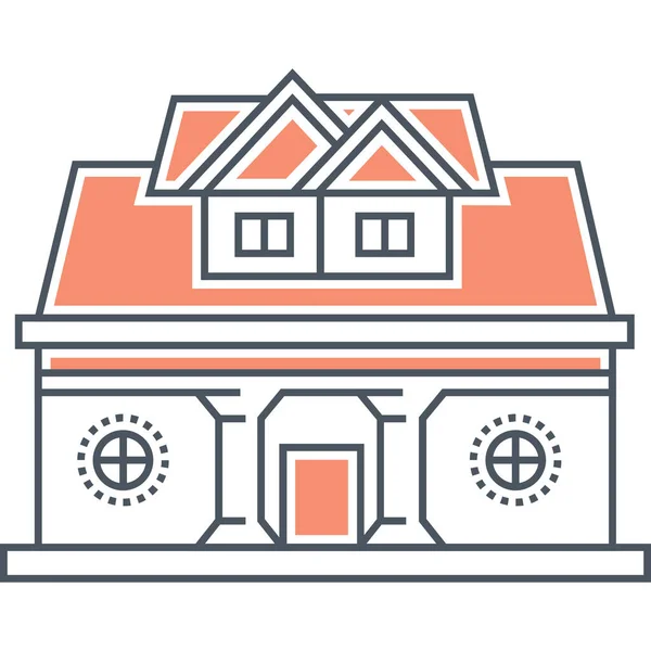 House Bungalow Mansion Icon Filled Outline Style — Stock Vector