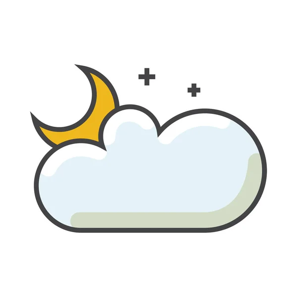 Nube Luna Lunar Icono Estilo Contorno Lleno — Vector de stock