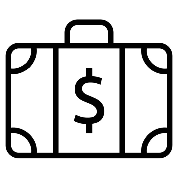 Briefcase Cash Dollar Icon Outline Style — Stock Vector