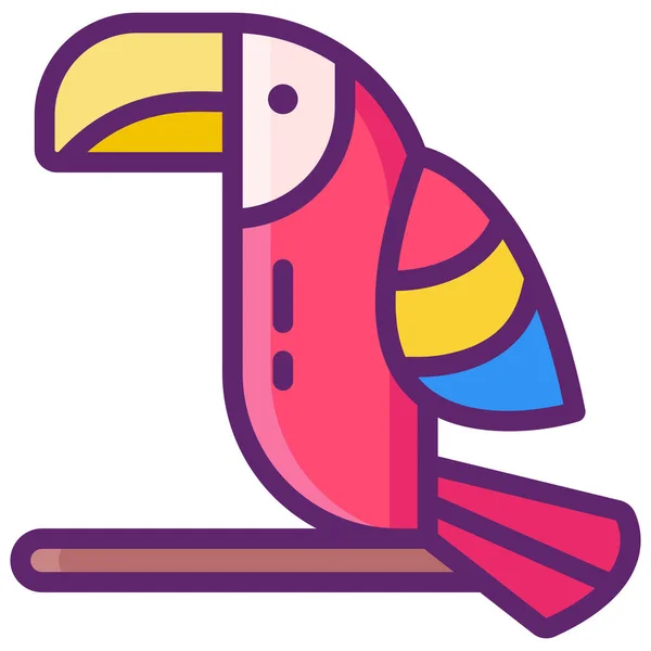 Pták Papoušek Červená Ikona — Stockový vektor