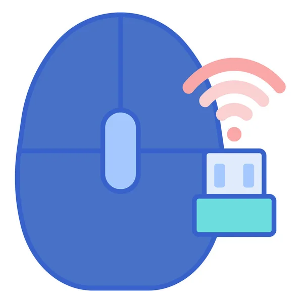 Mouse Signal Wireless Icon Filled Outline Style — Stock Vector