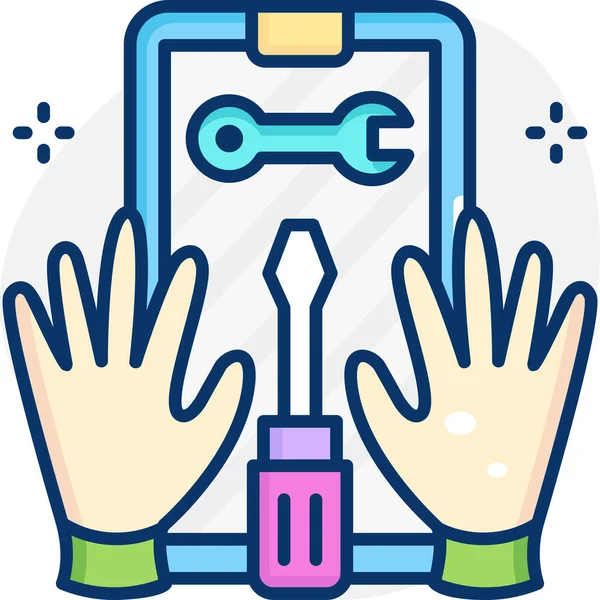 Handschuhe Mobile App Reparatur Symbol — Stockvektor