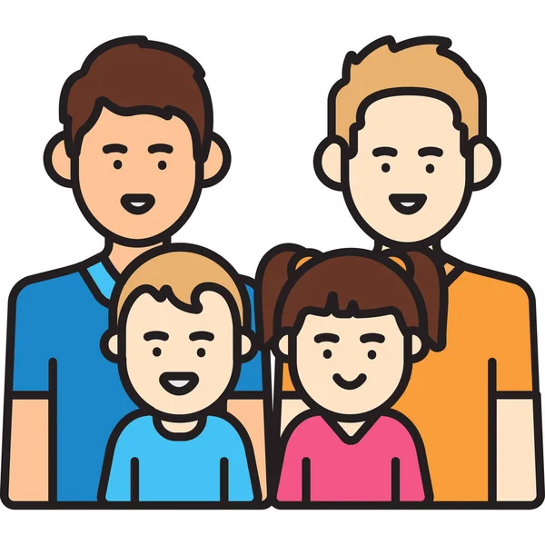 Niño Familia Padres Icono Estilo Contorno Lleno — Vector de stock