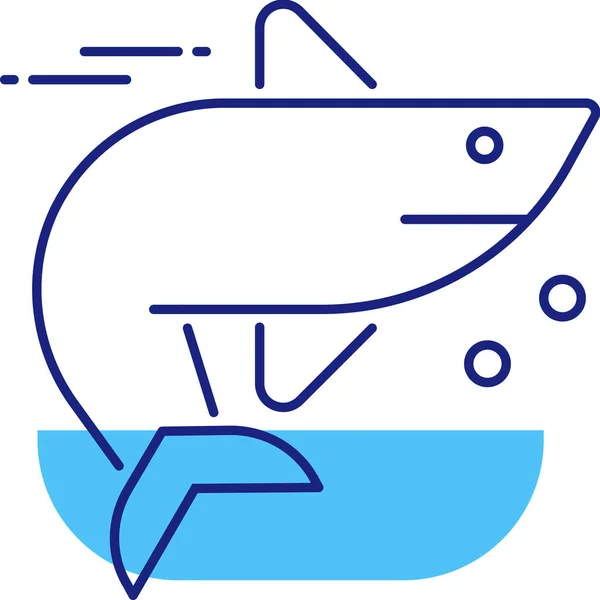 鲨鱼动物生活图标充盈 轮廓风格 — 图库矢量图片