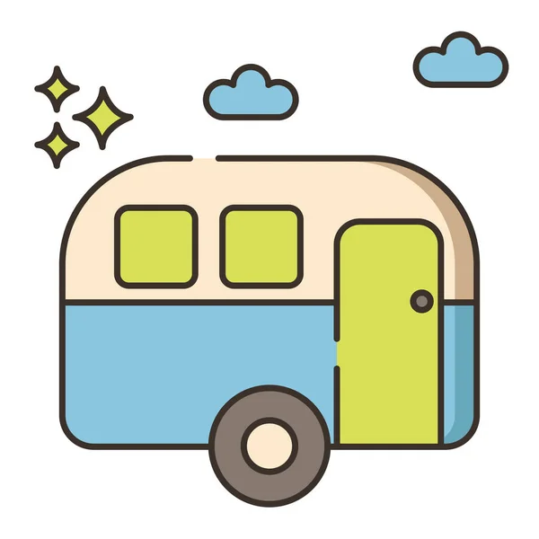 Campervan Park Icon Filled Outline Style — Stock Vector
