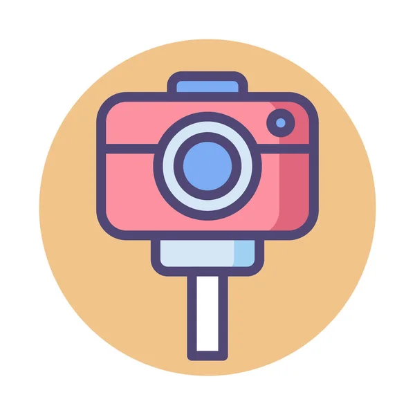 Câmera Câmera Tripé Selfie Vara Ícone Estilo Esboço Preenchido —  Vetores de Stock