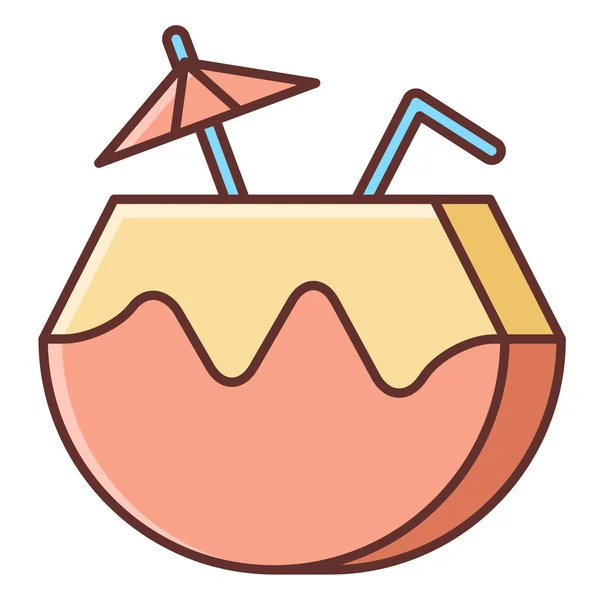 Coconut Cocktail Ποτό Εικονίδιο Στην Κατηγορία Καλοκαίρι — Διανυσματικό Αρχείο