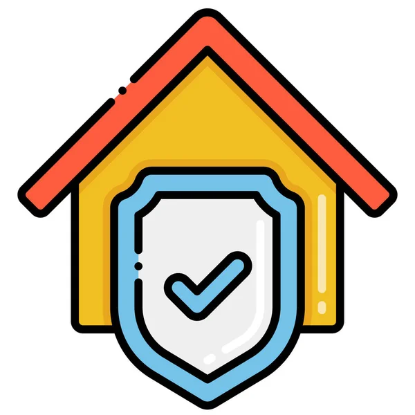 住宅のセキュリティ保護アイコンを記入アウトラインスタイルで — ストックベクタ