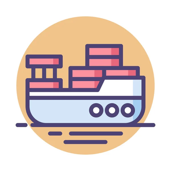 Barge Cargo Cargo Icône Navire Dans Style Badge — Image vectorielle