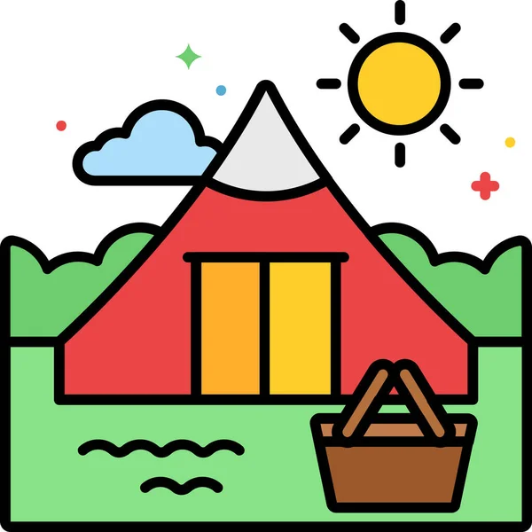 Ikone Des Zeltlagers Für Kinder Ausgefüllter Form — Stockvektor