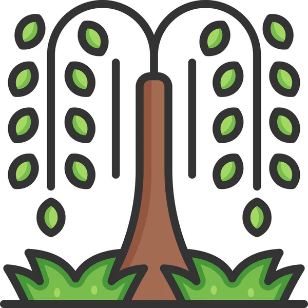 Icono Del Árbol Ecología Botánica Estilo Contorno Lleno — Vector de stock