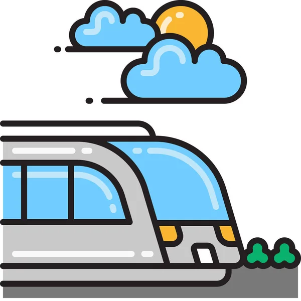 Monorail Rail Metro Pictogram Gevulde Outline Stijl — Stockvector