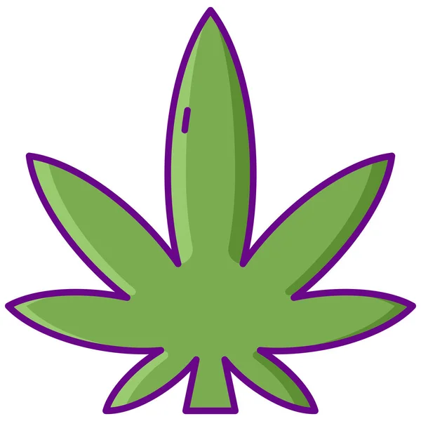 Cannabis Marihuana Droga Icono Estilo Esquema Lleno — Vector de stock