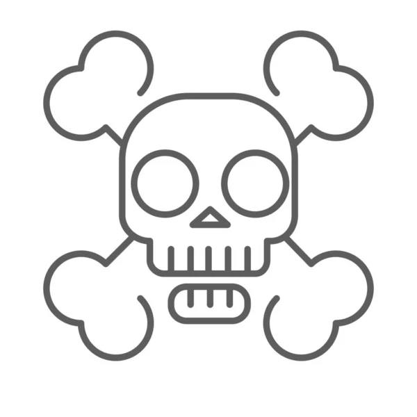 Mort Squelette Crâne Icône Dans Style Contour — Image vectorielle