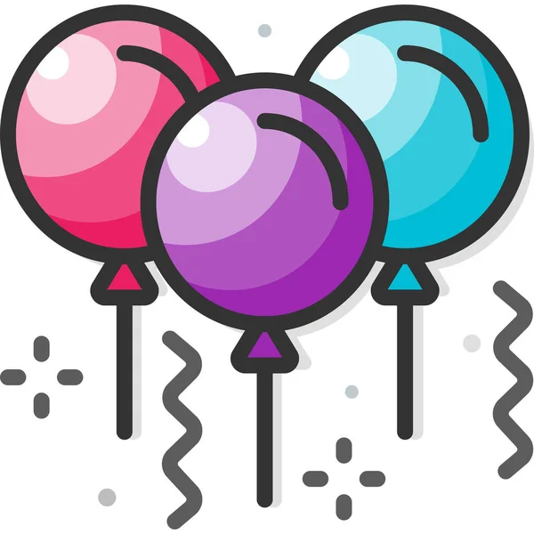 Globo Globos Celebración Icono Estilo Contorno Lleno — Vector de stock