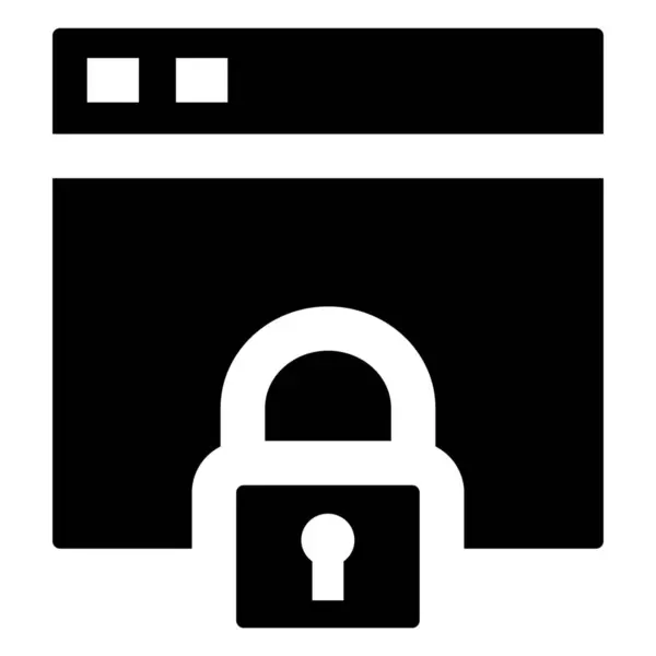 Lock Secure Web Icon Solid Style — Stock Vector