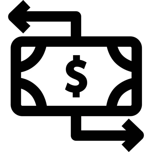 Bargeld Dollar Geld Symbol Umriss Stil — Stockvektor