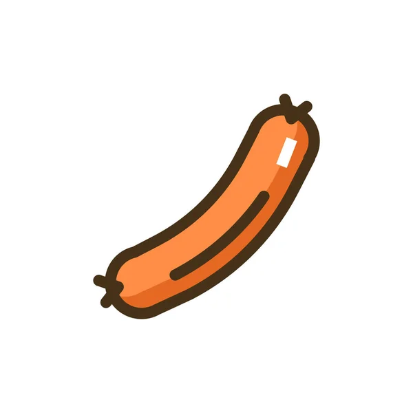Icona Della Salsiccia Carne Hot Dog Stile Contorno Pieno — Vettoriale Stock