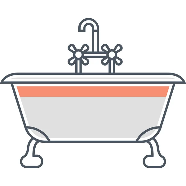 Bath Tub Bathroom Icon Outline Style — Stock Vector