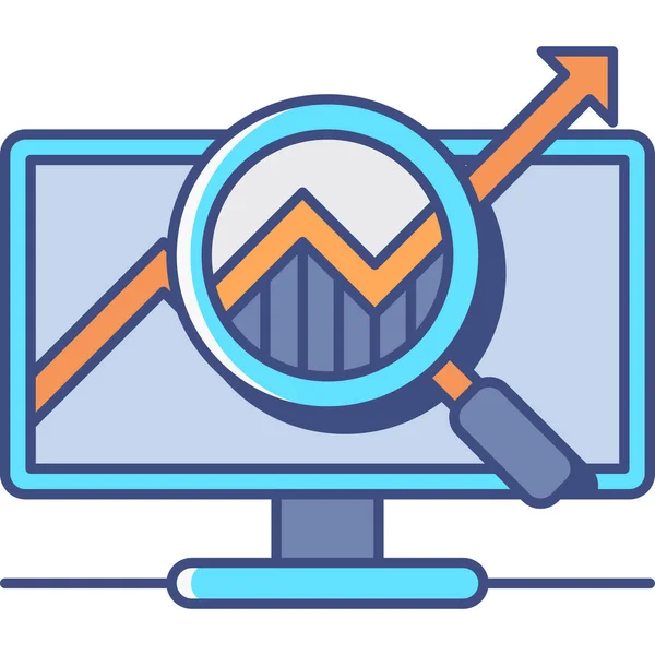 Grafiek Marktonderzoek Pictogram Gevulde Outline Stijl — Stockvector