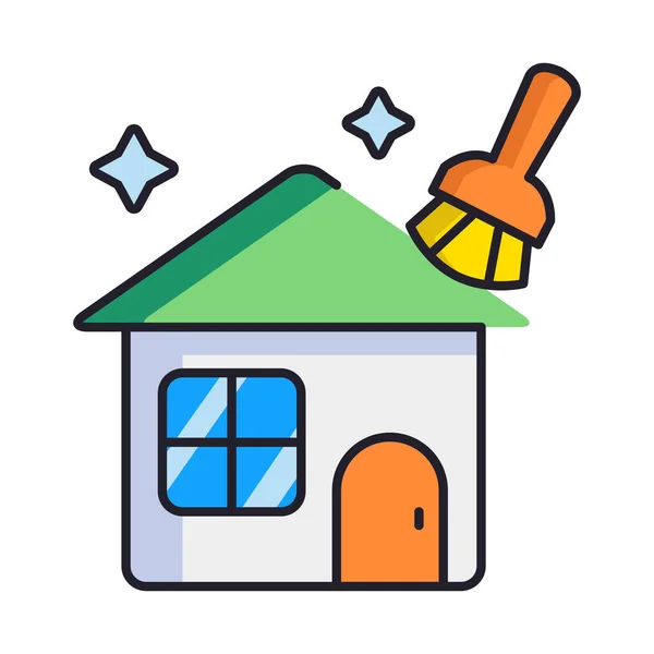 Limpieza Icono Primavera Casa Categoría Familia Hogar — Vector de stock