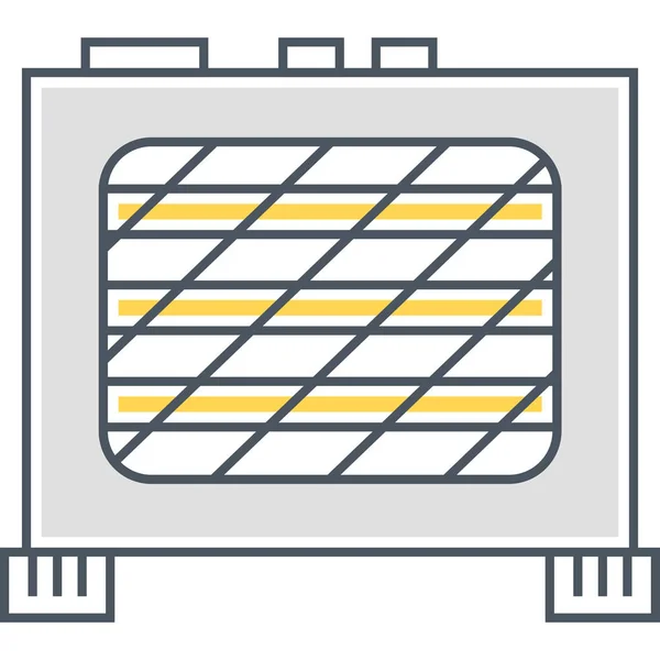 Elektrische Kachel Warmte Pictogram Omtrek Stijl — Stockvector