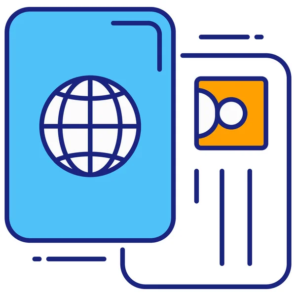 Icono Control Fronterizo Pasaporte Estilo Esquema Rellenado — Vector de stock