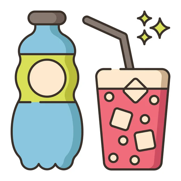 Agua Fría Fizzy Fizzy Icono Agua Estilo Contorno Lleno — Vector de stock