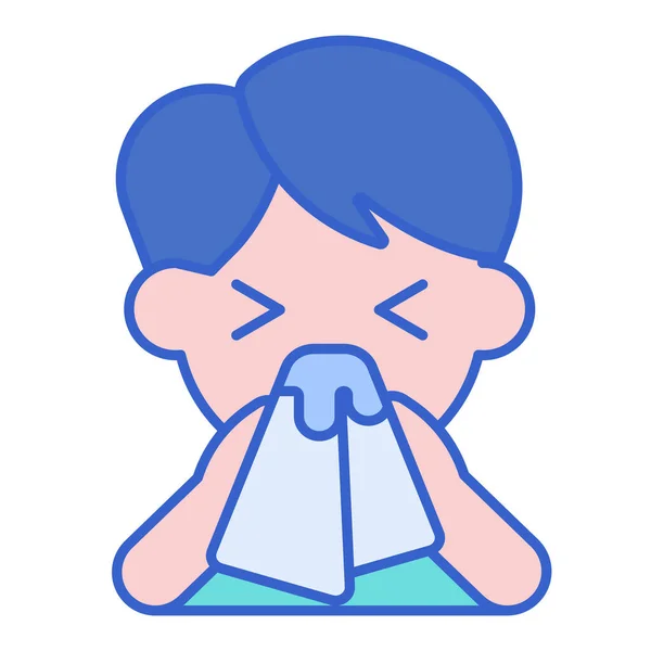 Icono Nariz Gripe Alérgica Estilo Contorno Lleno — Vector de stock