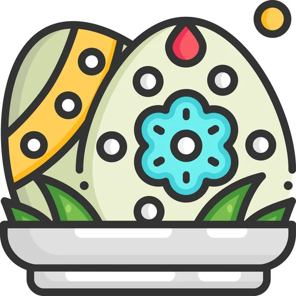 Decoración Pascua Huevo Icono Estilo Contorno Lleno — Vector de stock