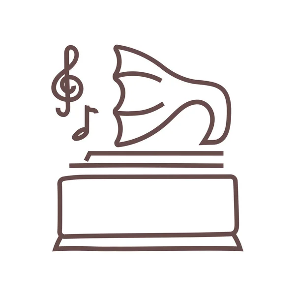 Icône Lecteur Musique Gramophone Dans Style Dessiné Main — Image vectorielle