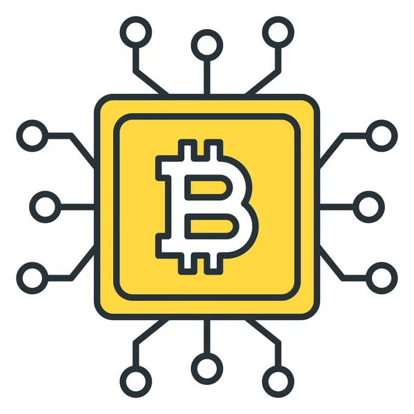 Cpu Wydobycie Ikony Bitcoin Stylu Zarysu — Wektor stockowy