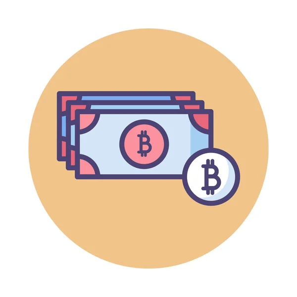 Bankjegyek Bitcoin Pénzérme Ikon Üzleti Menedzsment Kategóriában — Stock Vector