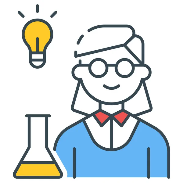 Female Professor Chemist Icon Filled Outline Style — Stock Vector